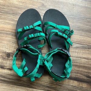 Teva sandals in a teal green